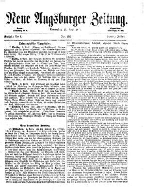 Neue Augsburger Zeitung Donnerstag 11. April 1872