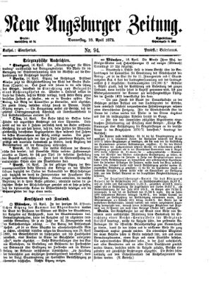 Neue Augsburger Zeitung Donnerstag 18. April 1872