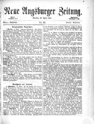 Neue Augsburger Zeitung Samstag 20. April 1872