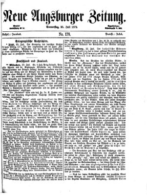 Neue Augsburger Zeitung Donnerstag 25. Juli 1872