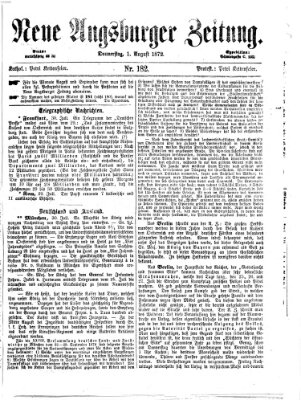 Neue Augsburger Zeitung Donnerstag 1. August 1872