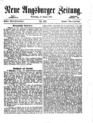 Neue Augsburger Zeitung Donnerstag 15. August 1872