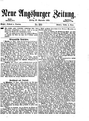 Neue Augsburger Zeitung Freitag 27. September 1872