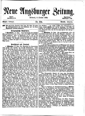 Neue Augsburger Zeitung Mittwoch 2. Oktober 1872