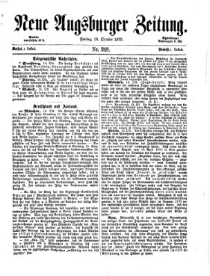 Neue Augsburger Zeitung Freitag 18. Oktober 1872