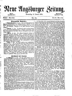 Neue Augsburger Zeitung Donnerstag 16. Januar 1873