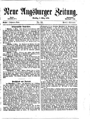 Neue Augsburger Zeitung Samstag 8. März 1873