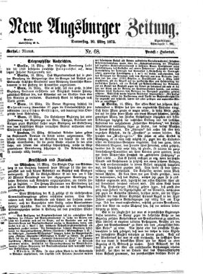 Neue Augsburger Zeitung Donnerstag 20. März 1873