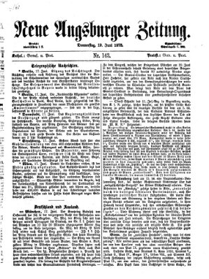 Neue Augsburger Zeitung Donnerstag 19. Juni 1873