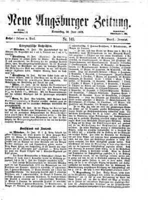 Neue Augsburger Zeitung Donnerstag 26. Juni 1873