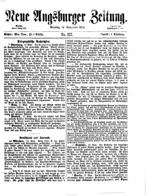 Neue Augsburger Zeitung Sonntag 14. September 1873