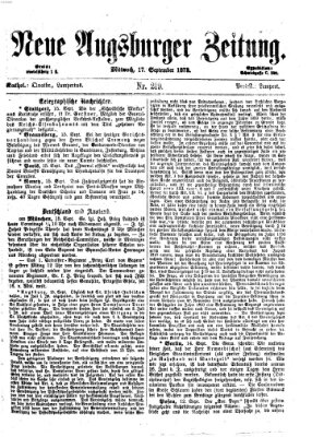 Neue Augsburger Zeitung Mittwoch 17. September 1873