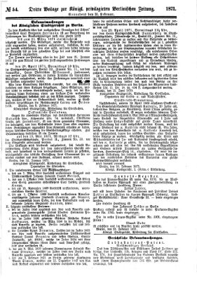 Königlich privilegirte Berlinische Zeitung von Staats- und gelehrten Sachen (Berlinische privilegirte Zeitung) Samstag 25. Februar 1871