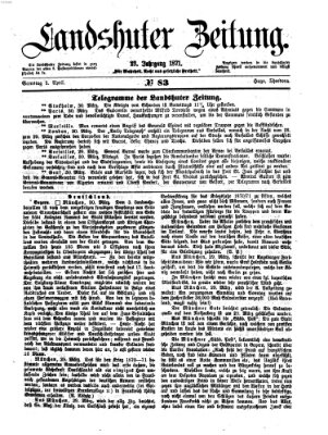 Landshuter Zeitung Samstag 1. April 1871