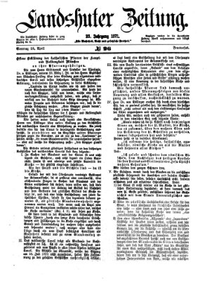 Landshuter Zeitung Sonntag 16. April 1871