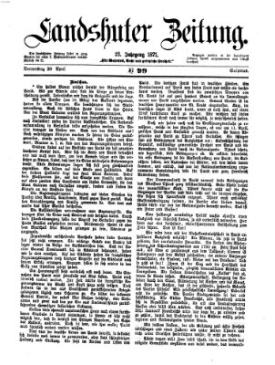 Landshuter Zeitung Donnerstag 20. April 1871