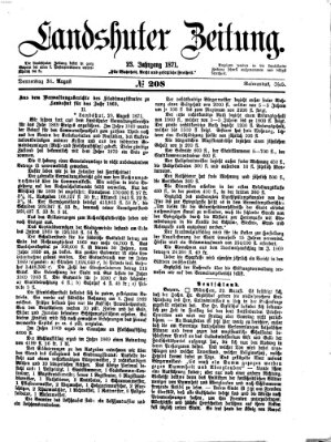 Landshuter Zeitung Donnerstag 31. August 1871