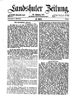 Landshuter Zeitung Donnerstag 7. September 1871