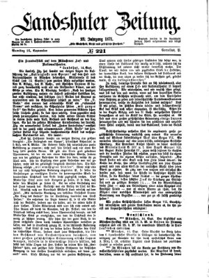 Landshuter Zeitung Samstag 16. September 1871