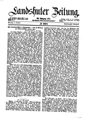 Landshuter Zeitung Sonntag 1. Oktober 1871