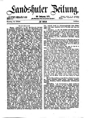 Landshuter Zeitung Samstag 14. Oktober 1871