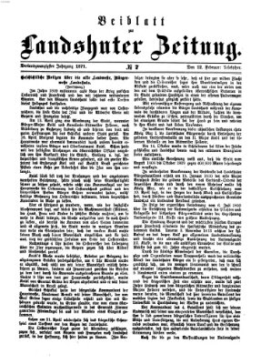 Landshuter Zeitung. Beiblatt zur Landshuter Zeitung (Landshuter Zeitung) Sonntag 12. Februar 1871