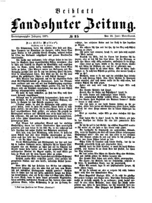 Landshuter Zeitung. Beiblatt zur Landshuter Zeitung (Landshuter Zeitung) Sonntag 18. Juni 1871