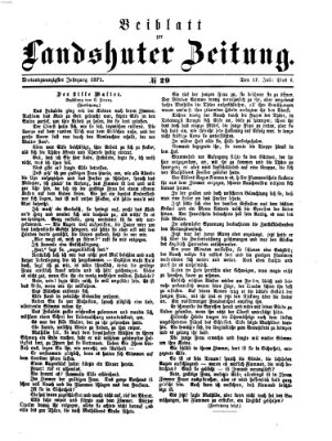 Landshuter Zeitung. Beiblatt zur Landshuter Zeitung (Landshuter Zeitung) Montag 17. Juli 1871