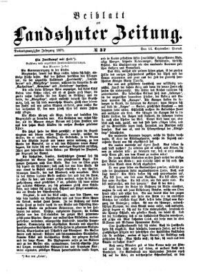 Landshuter Zeitung. Beiblatt zur Landshuter Zeitung (Landshuter Zeitung) Montag 11. September 1871