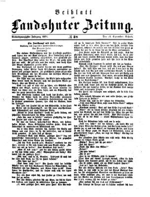 Landshuter Zeitung. Beiblatt zur Landshuter Zeitung (Landshuter Zeitung) Montag 18. September 1871