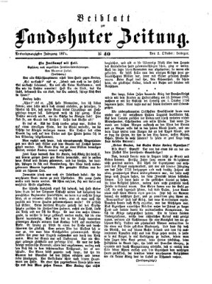 Landshuter Zeitung. Beiblatt zur Landshuter Zeitung (Landshuter Zeitung) Montag 2. Oktober 1871