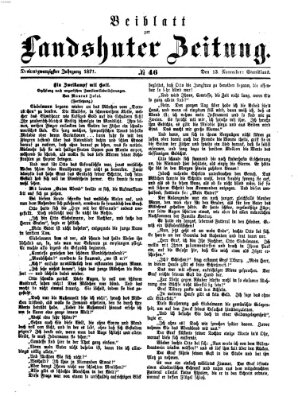 Landshuter Zeitung. Beiblatt zur Landshuter Zeitung (Landshuter Zeitung) Montag 13. November 1871