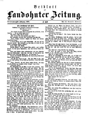 Landshuter Zeitung. Beiblatt zur Landshuter Zeitung (Landshuter Zeitung) Montag 20. November 1871