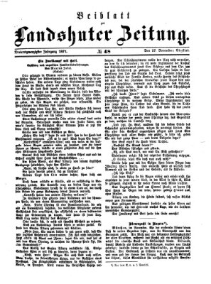Landshuter Zeitung. Beiblatt zur Landshuter Zeitung (Landshuter Zeitung) Montag 27. November 1871