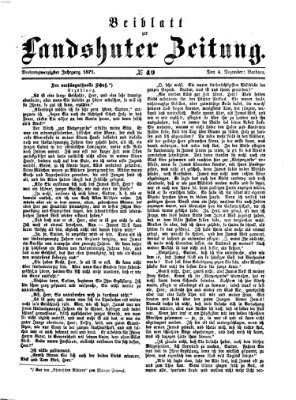 Landshuter Zeitung. Beiblatt zur Landshuter Zeitung (Landshuter Zeitung) Montag 4. Dezember 1871