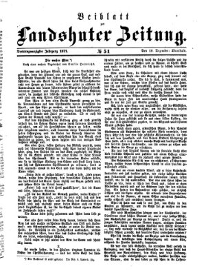 Landshuter Zeitung. Beiblatt zur Landshuter Zeitung (Landshuter Zeitung) Montag 18. Dezember 1871