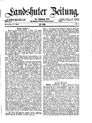 Landshuter Zeitung Donnerstag 11. April 1872