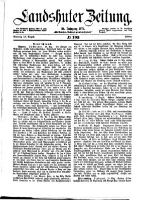 Landshuter Zeitung Sonntag 18. August 1872