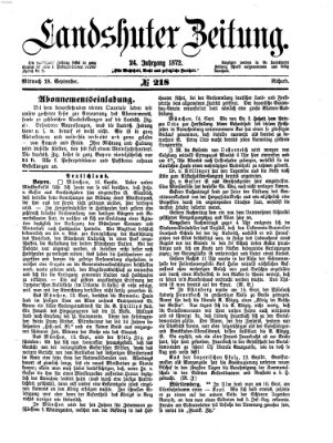 Landshuter Zeitung Mittwoch 18. September 1872