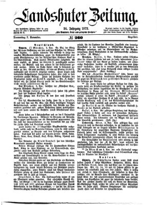 Landshuter Zeitung Donnerstag 7. November 1872