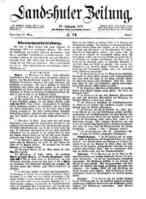 Landshuter Zeitung Donnerstag 27. März 1873