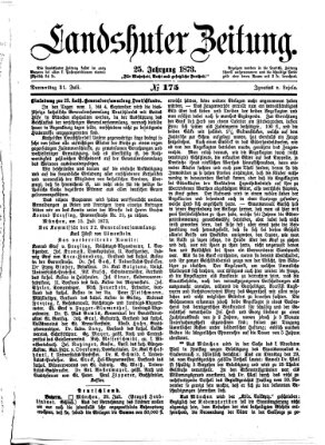 Landshuter Zeitung Donnerstag 31. Juli 1873