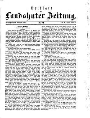 Landshuter Zeitung. Beiblatt zur Landshuter Zeitung (Landshuter Zeitung) Montag 5. August 1872