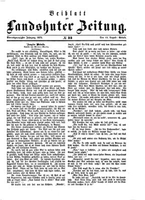 Landshuter Zeitung. Beiblatt zur Landshuter Zeitung (Landshuter Zeitung) Montag 19. August 1872