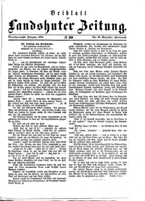 Landshuter Zeitung. Beiblatt zur Landshuter Zeitung (Landshuter Zeitung) Montag 30. September 1872