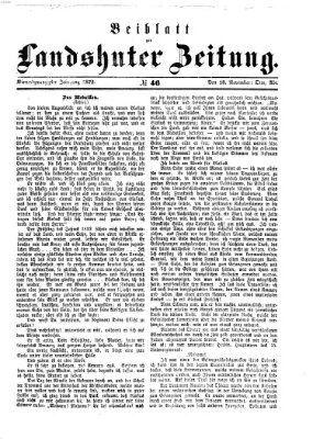 Landshuter Zeitung. Beiblatt zur Landshuter Zeitung (Landshuter Zeitung) Montag 18. November 1872