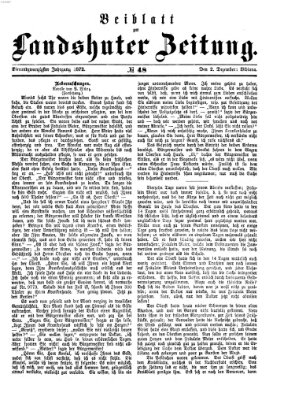 Landshuter Zeitung. Beiblatt zur Landshuter Zeitung (Landshuter Zeitung) Montag 2. Dezember 1872