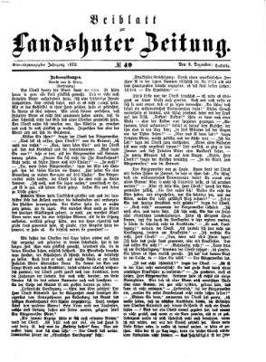 Landshuter Zeitung. Beiblatt zur Landshuter Zeitung (Landshuter Zeitung) Montag 9. Dezember 1872