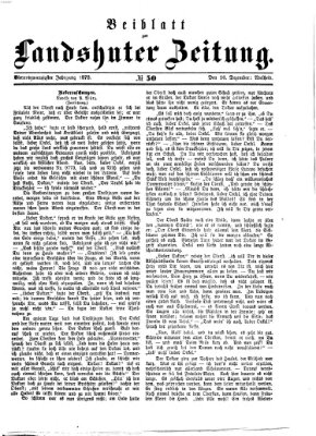 Landshuter Zeitung. Beiblatt zur Landshuter Zeitung (Landshuter Zeitung) Montag 16. Dezember 1872