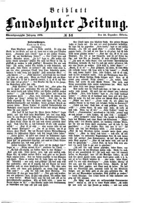 Landshuter Zeitung. Beiblatt zur Landshuter Zeitung (Landshuter Zeitung) Montag 23. Dezember 1872